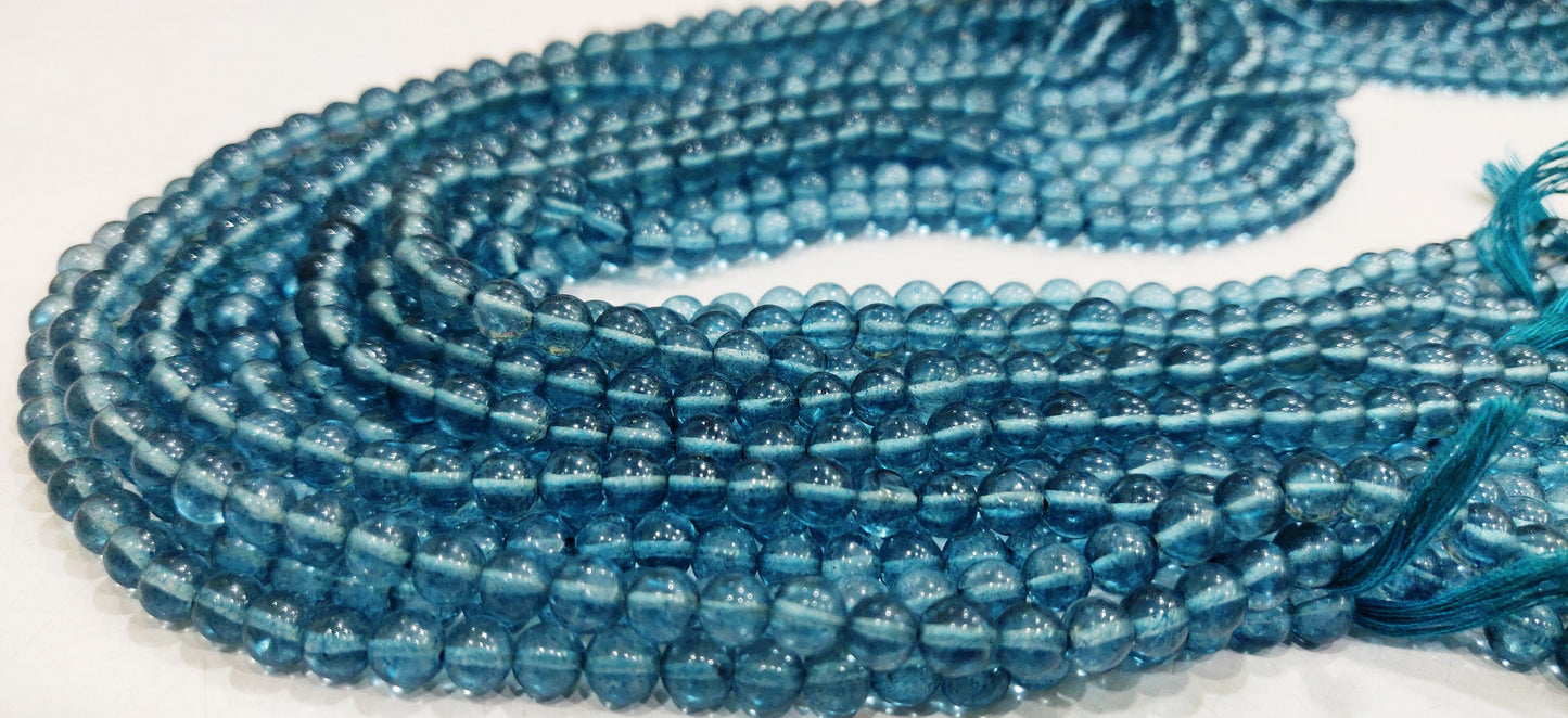 Natural Topaz London Blue Color Round Ball Shape Plain Smooth 6mm Beads Sold Per Strand 13 Inches Long Best Quality Beads