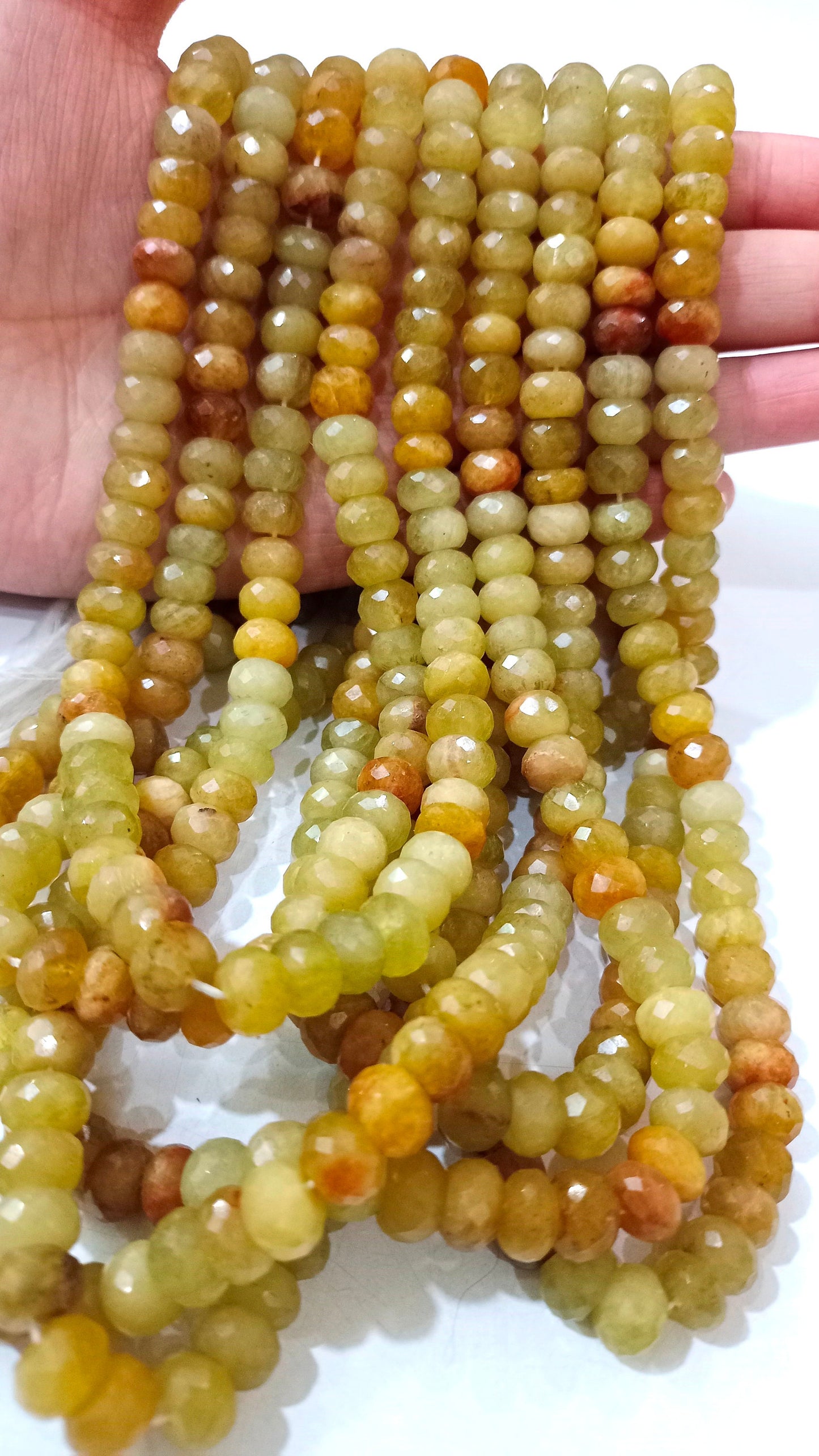 Natural Yellow Aquamarine Rondelle Briolette Faceted 8mm Gemstone Beads Sold Per Strand 8 Inches Long Great Quality  Beads