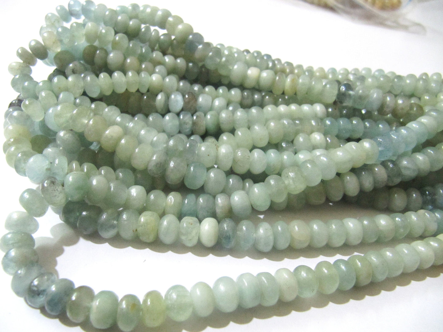 Natural Blue Aquamarine Rondelle Plain Smooth 8mm Gemstone Beads Sold Per Strand 8 Inches Long Great Quality Beads
