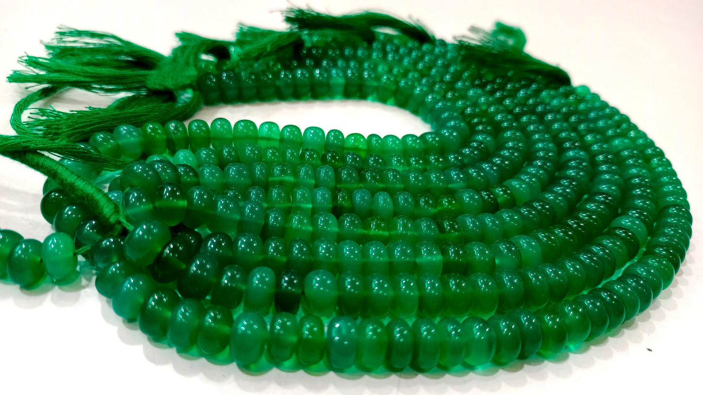 Natural Green Onyx Rondelle Plain Smooth 8mm Gemstone Beads Sold Per Strand 8 Inches Long Great Quality Beads