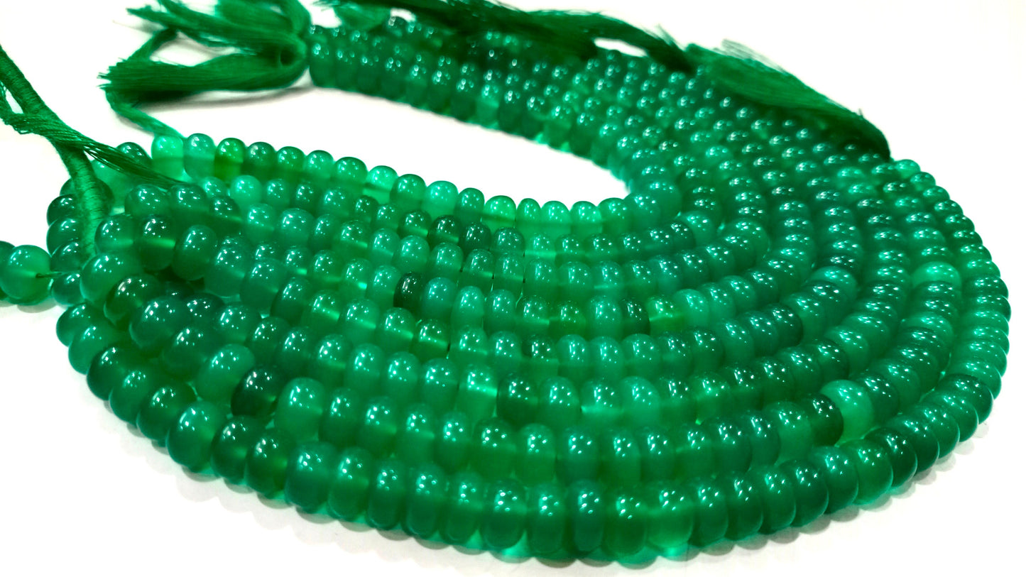 Natural Green Onyx Rondelle Plain Smooth 8mm Gemstone Beads Sold Per Strand 8 Inches Long Great Quality Beads