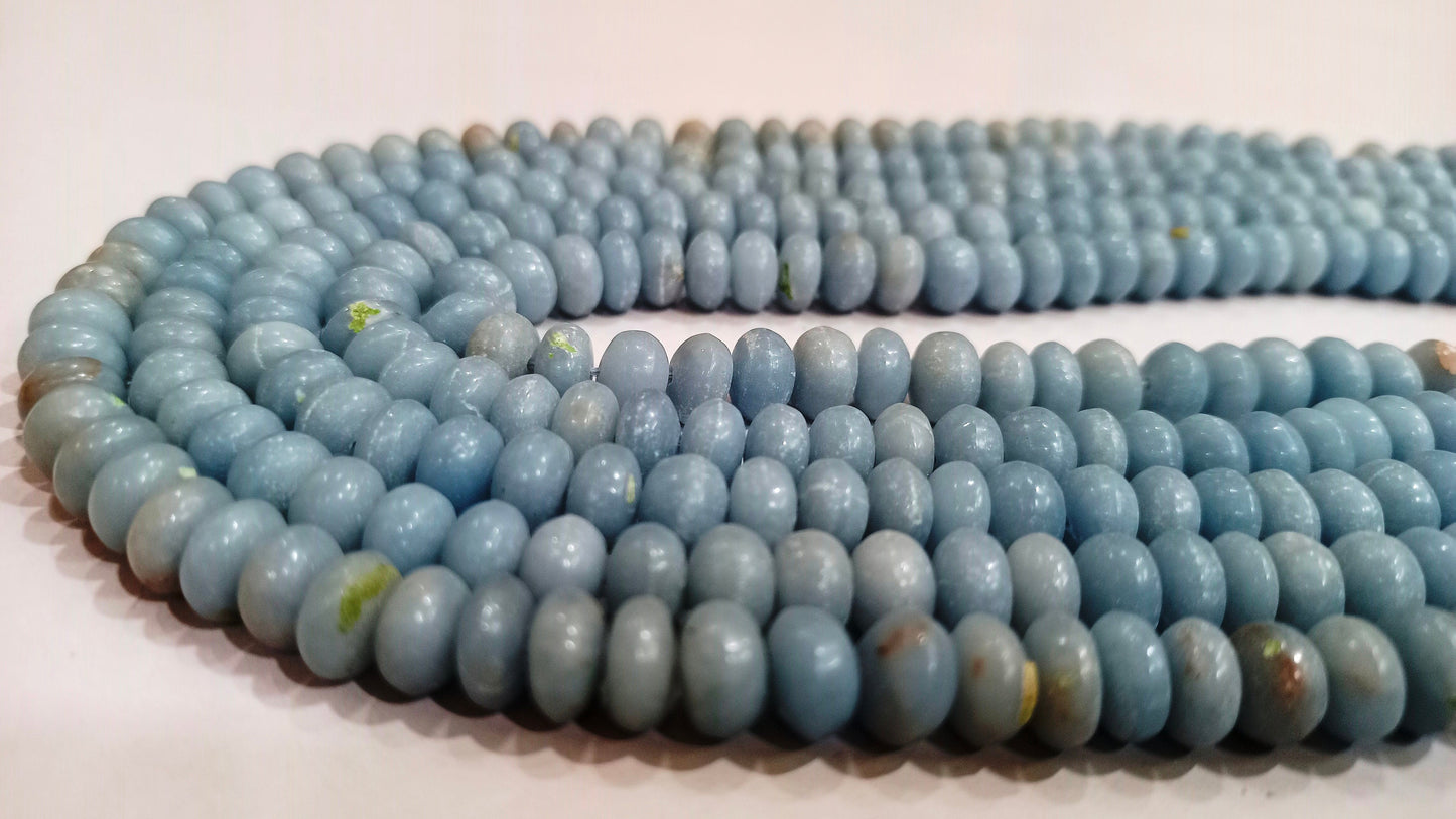 Natural Angelite Rondelle Plain Smooth 8mm Gemstone Beads Sold Per Strand 8 Inches Long Great Quality Beads