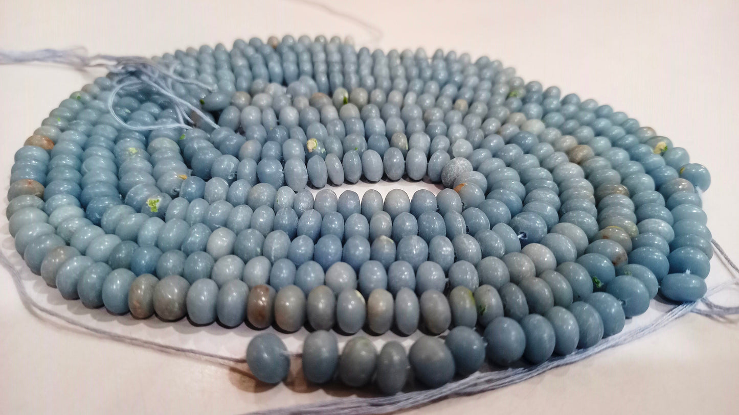 Natural Angelite Rondelle Plain Smooth 8mm Gemstone Beads Sold Per Strand 8 Inches Long Great Quality Beads