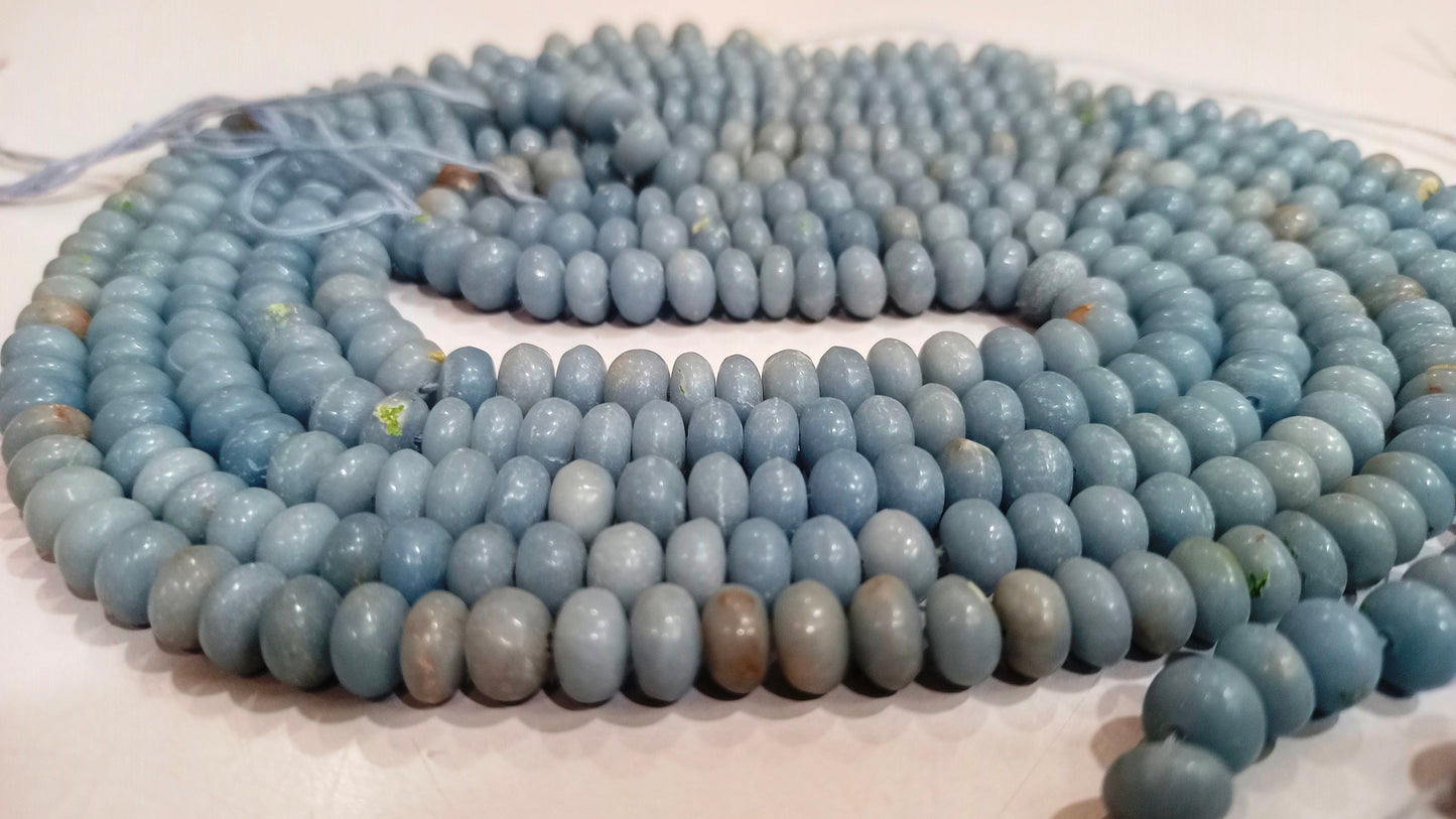 Natural Angelite Rondelle Plain Smooth 8mm Gemstone Beads Sold Per Strand 8 Inches Long Great Quality Beads