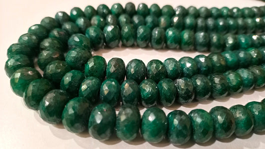 Natural Emerald Rondelle Faceted 7 to 10mm Beads Sold 10 Loose Beads Best Quality Beads For Jewellery Making