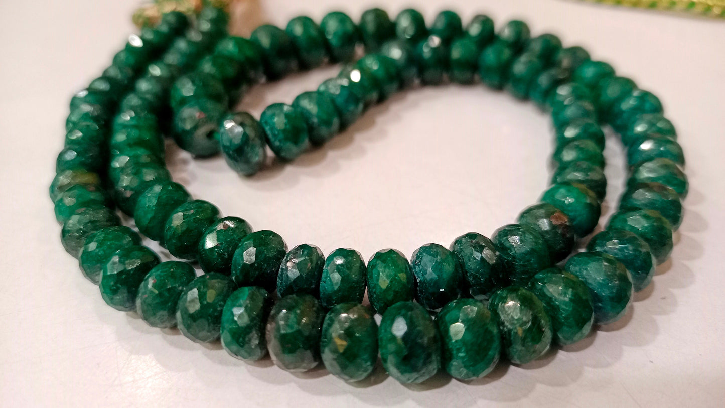 Natural Emerald Rondelle Faceted 7 to 10mm Beads Sold 10 Loose Beads Best Quality Beads For Jewellery Making