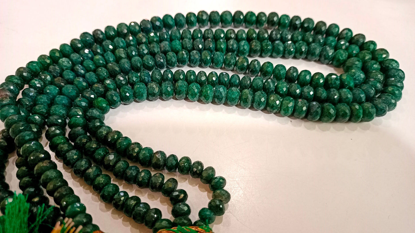 Natural Emerald Rondelle Faceted 7 to 10mm Beads Sold 10 Loose Beads Best Quality Beads For Jewellery Making