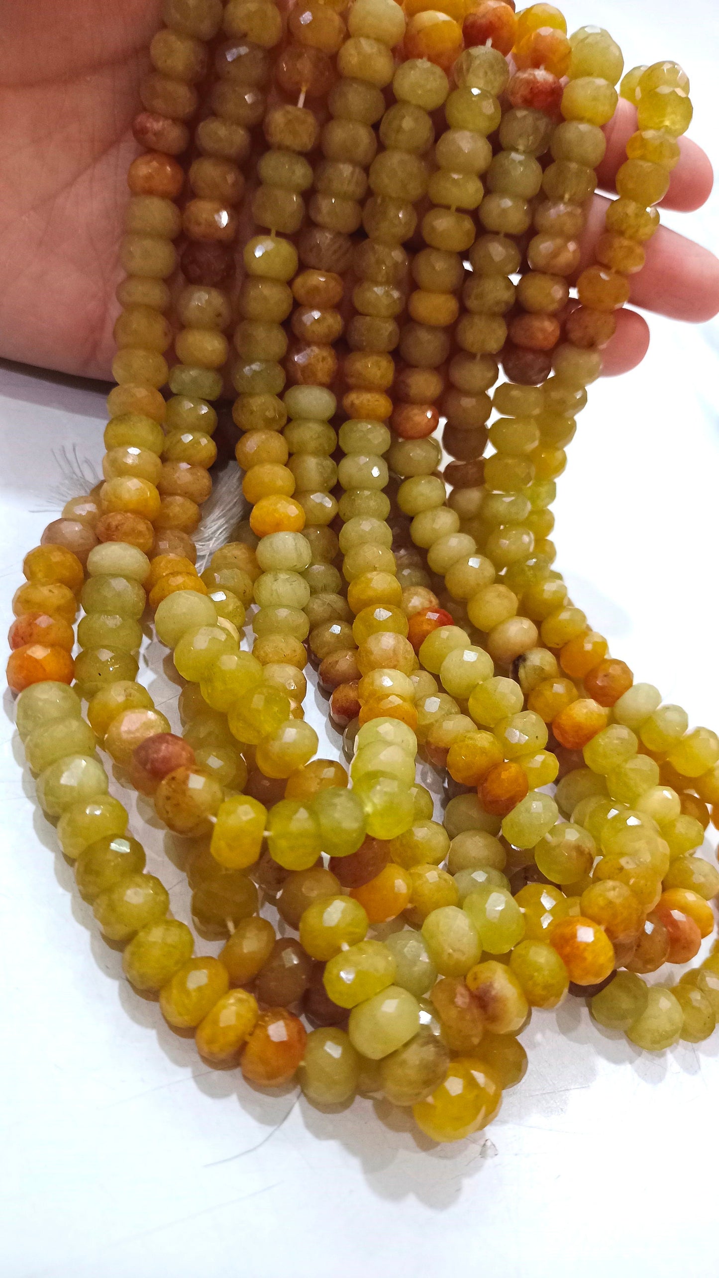 Natural Yellow Aquamarine Rondelle Briolette Faceted 8mm Gemstone Beads Sold Per Strand 8 Inches Long Great Quality  Beads