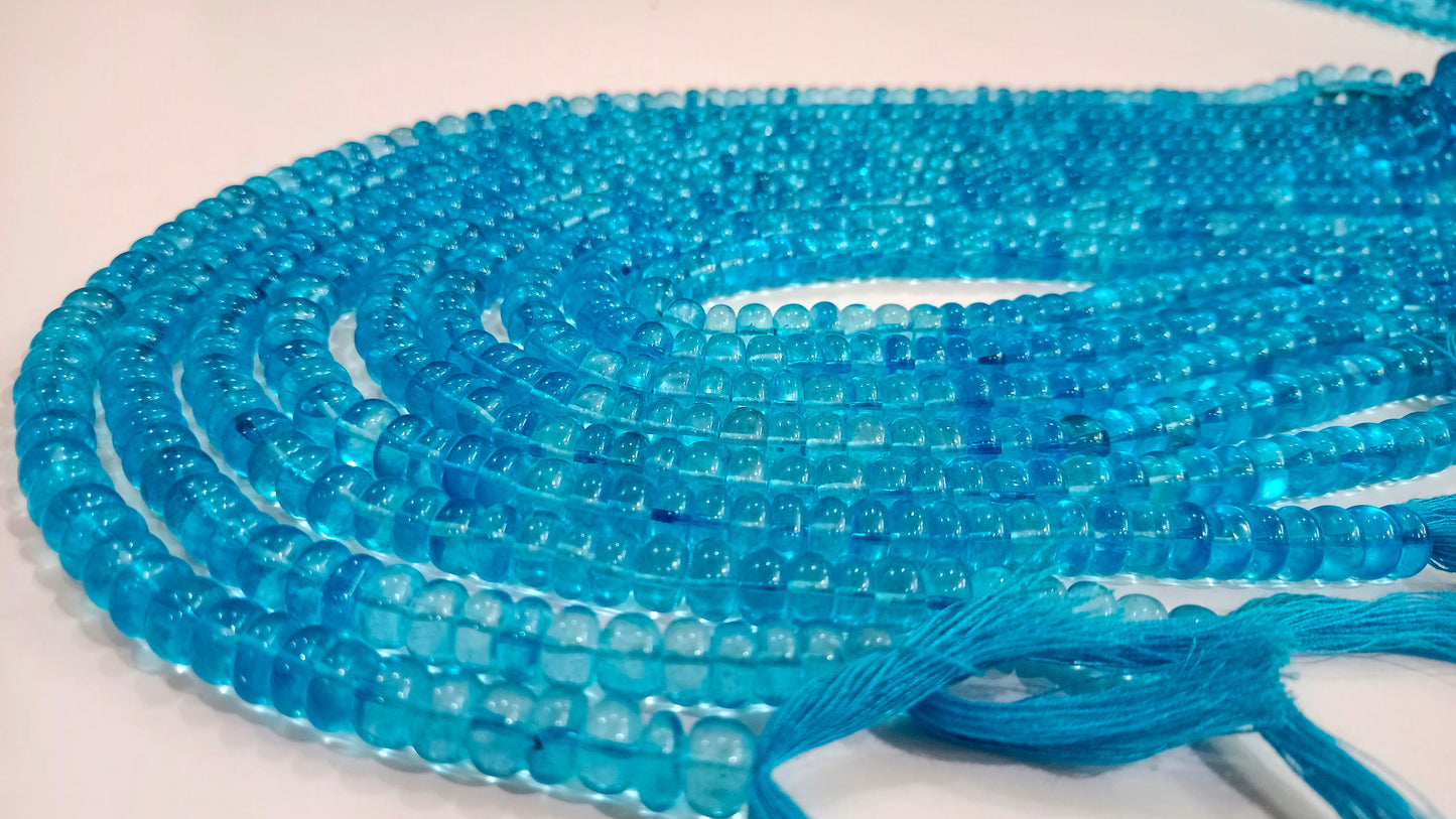 Natural Swiss blue Topaz Rondelle Plain Smooth Beads Sold Per Strand 8 Inches Long Great Quality Beads