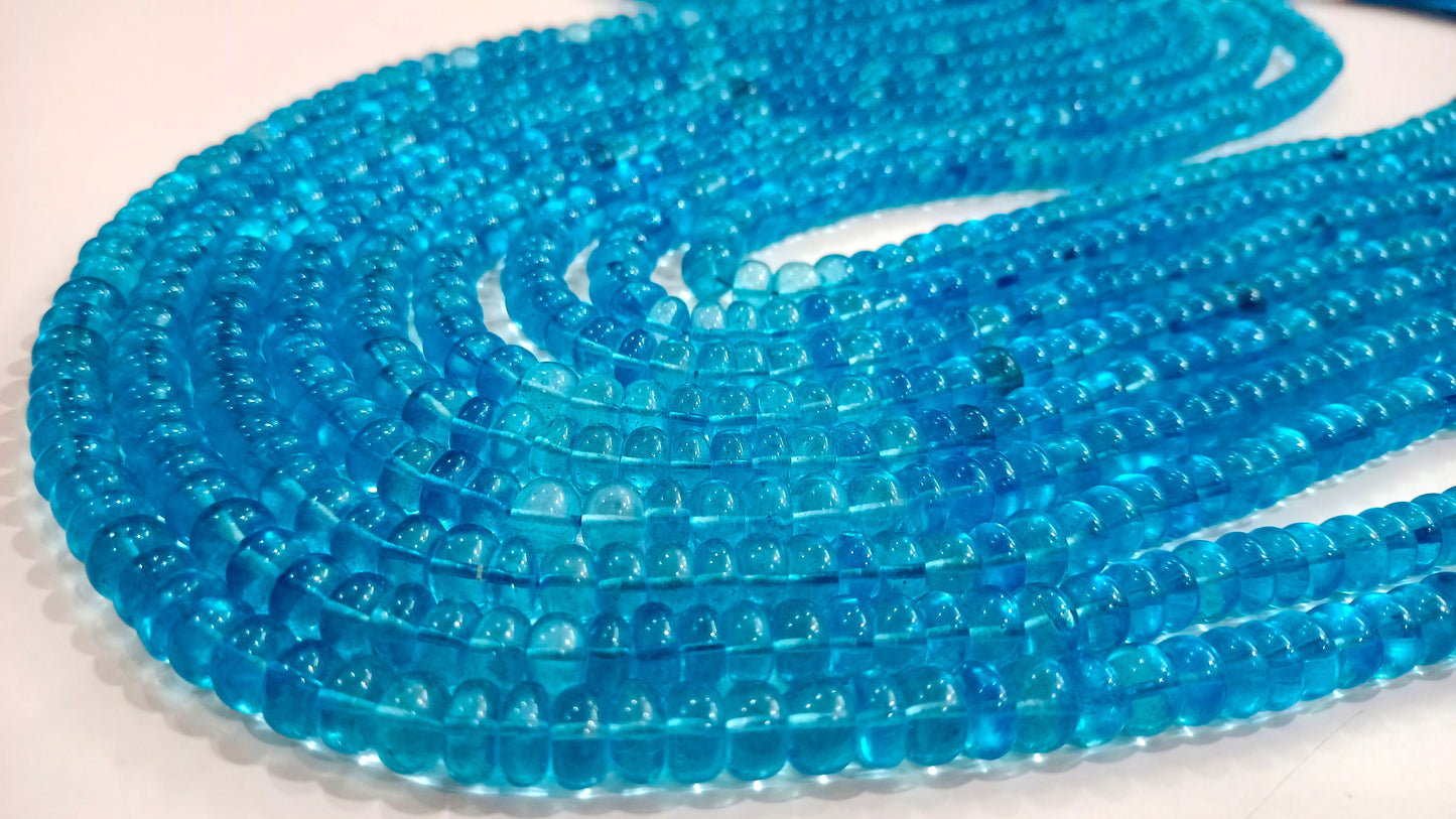 Natural Swiss blue Topaz Rondelle Plain Smooth Beads Sold Per Strand 8 Inches Long Great Quality Beads