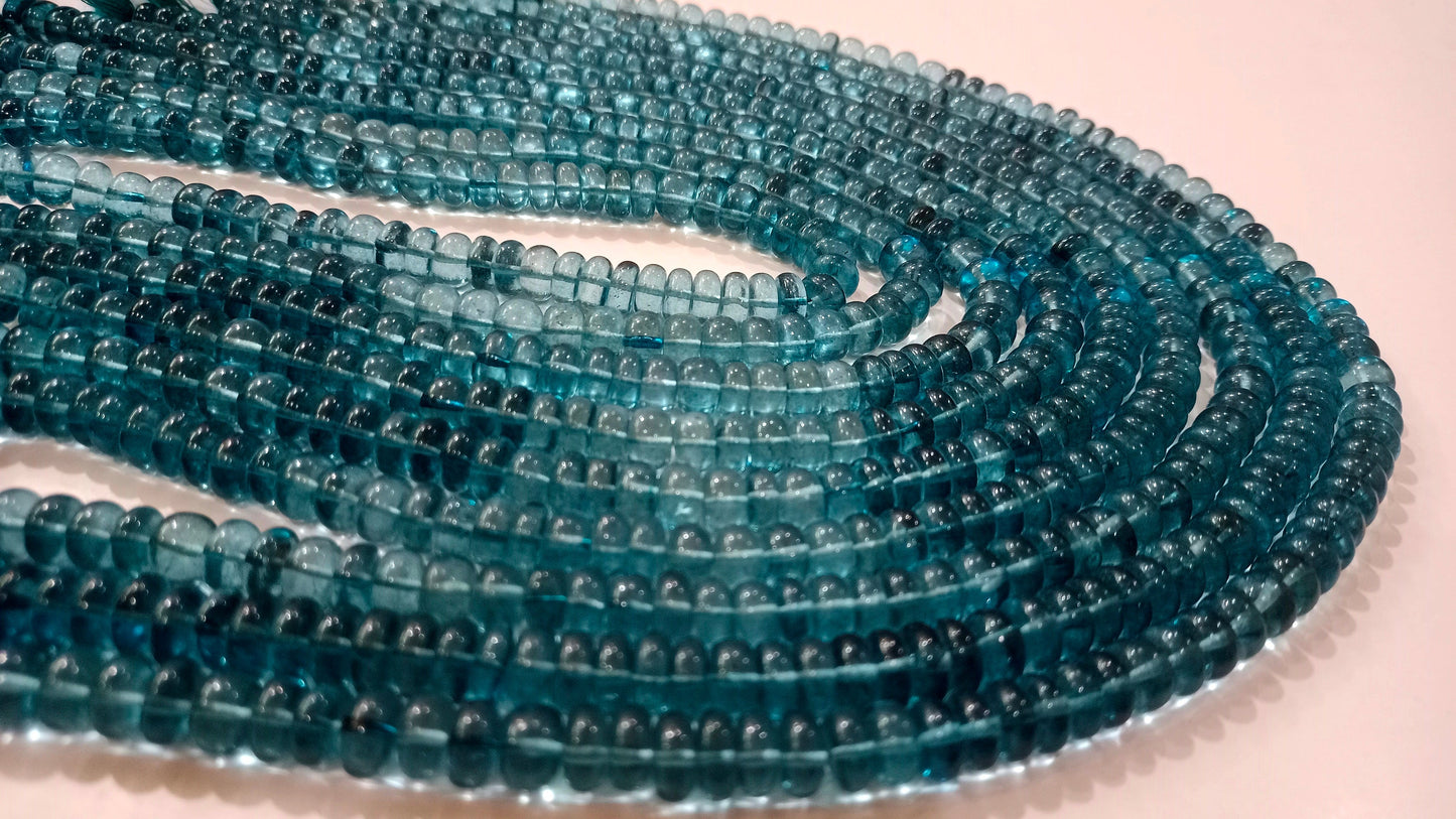 Topaz London Blue Color  Rondelle Plain Smooth Gemstone Beads Sold Per Strand 8 Inches Long Great Quality Beads