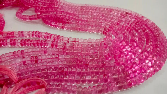 Topaz Pink Color Rondelle Plain Smooth Gemstone Beads Sold Per Strand 8 Inches Long Great Quality Beads