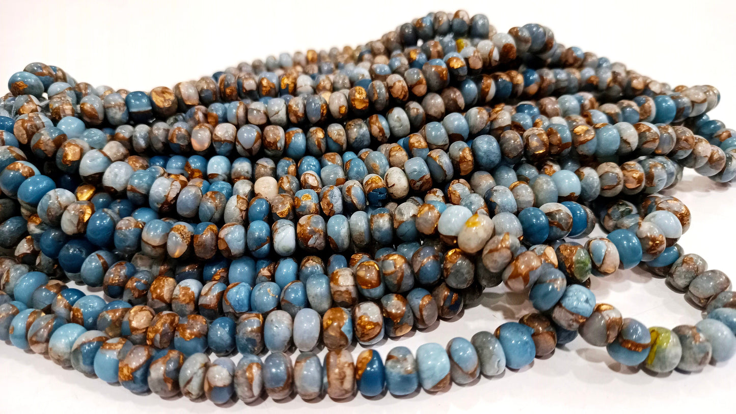 Natural Grey Oyster Copper Turquoise Rondelle Plain Smooth Size 8mm Gemstone Beads Sold Per Strand 8  Inches Long Best Quality Beads