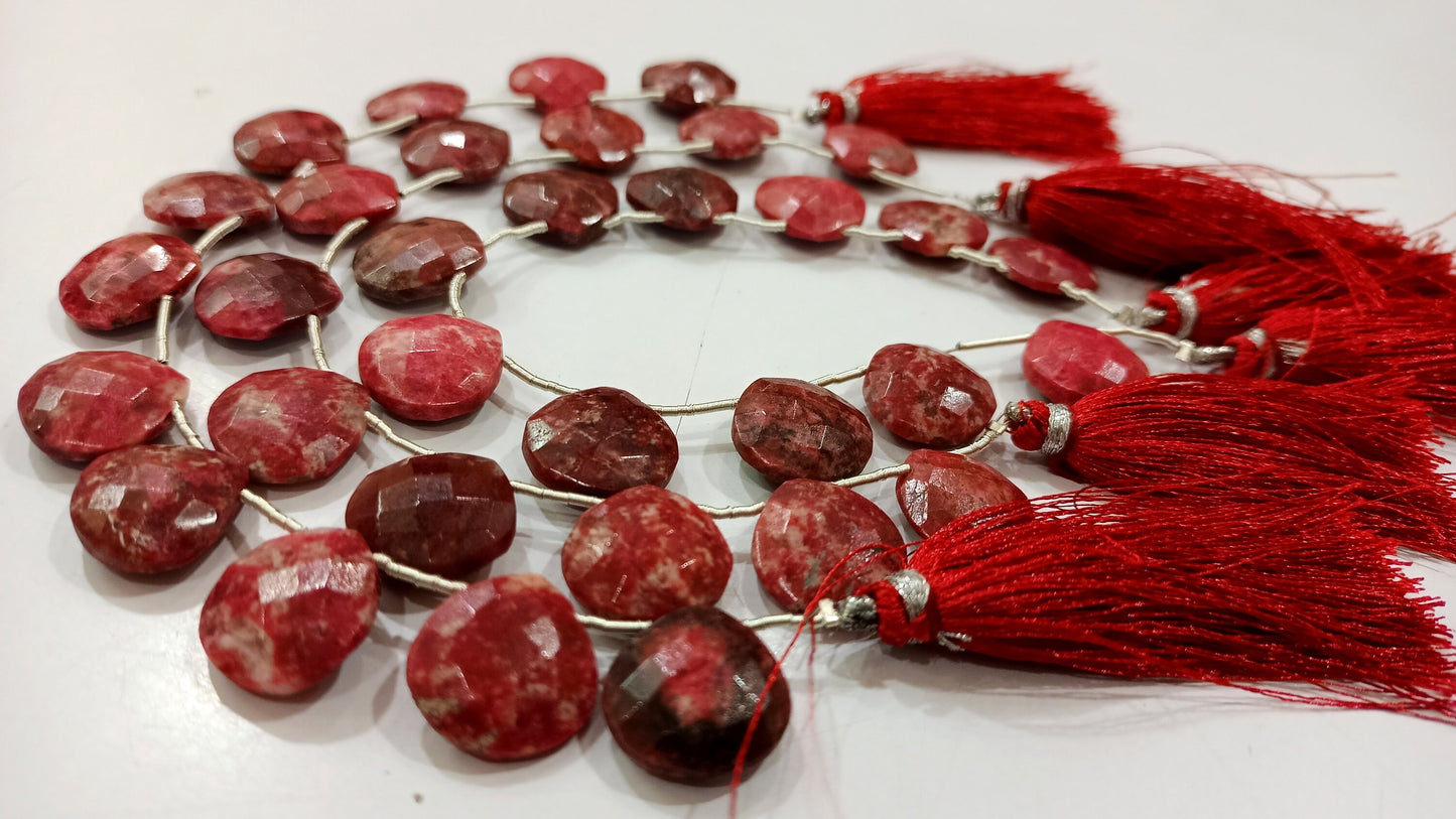 Natural Thulite Gemstone Heart Shape 14mm Faceted Beads Sold Per Strand 8 Inches Long Great Quality Beads