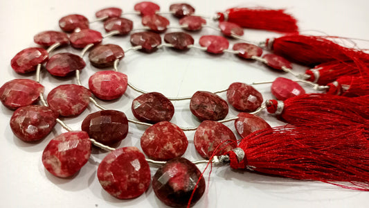 Natural Thulite Gemstone Heart Shape 14mm Faceted Beads Sold Per Strand 8 Inches Long Great Quality Beads