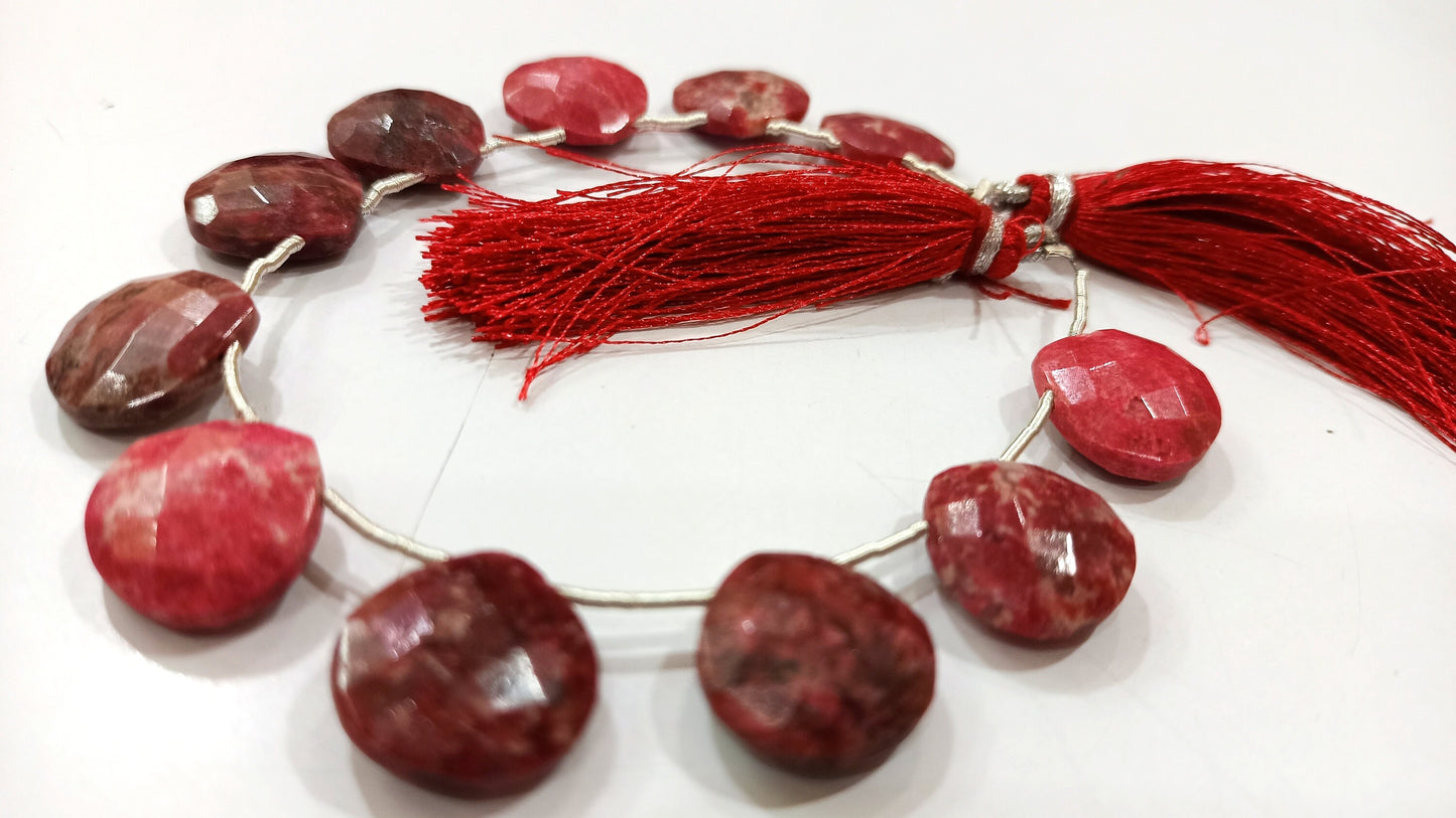 Natural Thulite Gemstone Heart Shape 14mm Faceted Beads Sold Per Strand 8 Inches Long Great Quality Beads