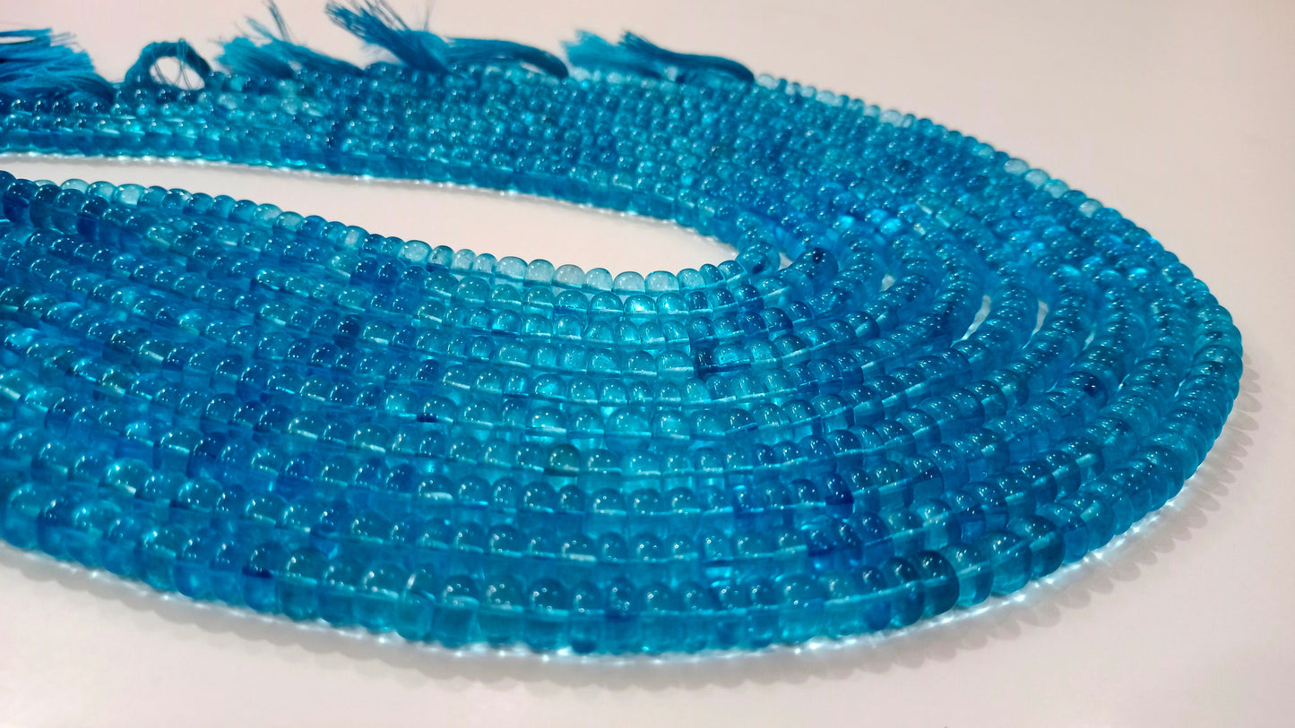 Natural Swiss blue Topaz Rondelle Plain Smooth Beads Sold Per Strand 8 Inches Long Great Quality Beads