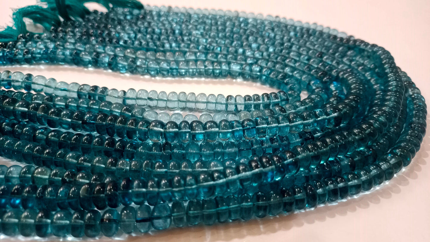 Topaz London Blue Color  Rondelle Plain Smooth Gemstone Beads Sold Per Strand 8 Inches Long Great Quality Beads