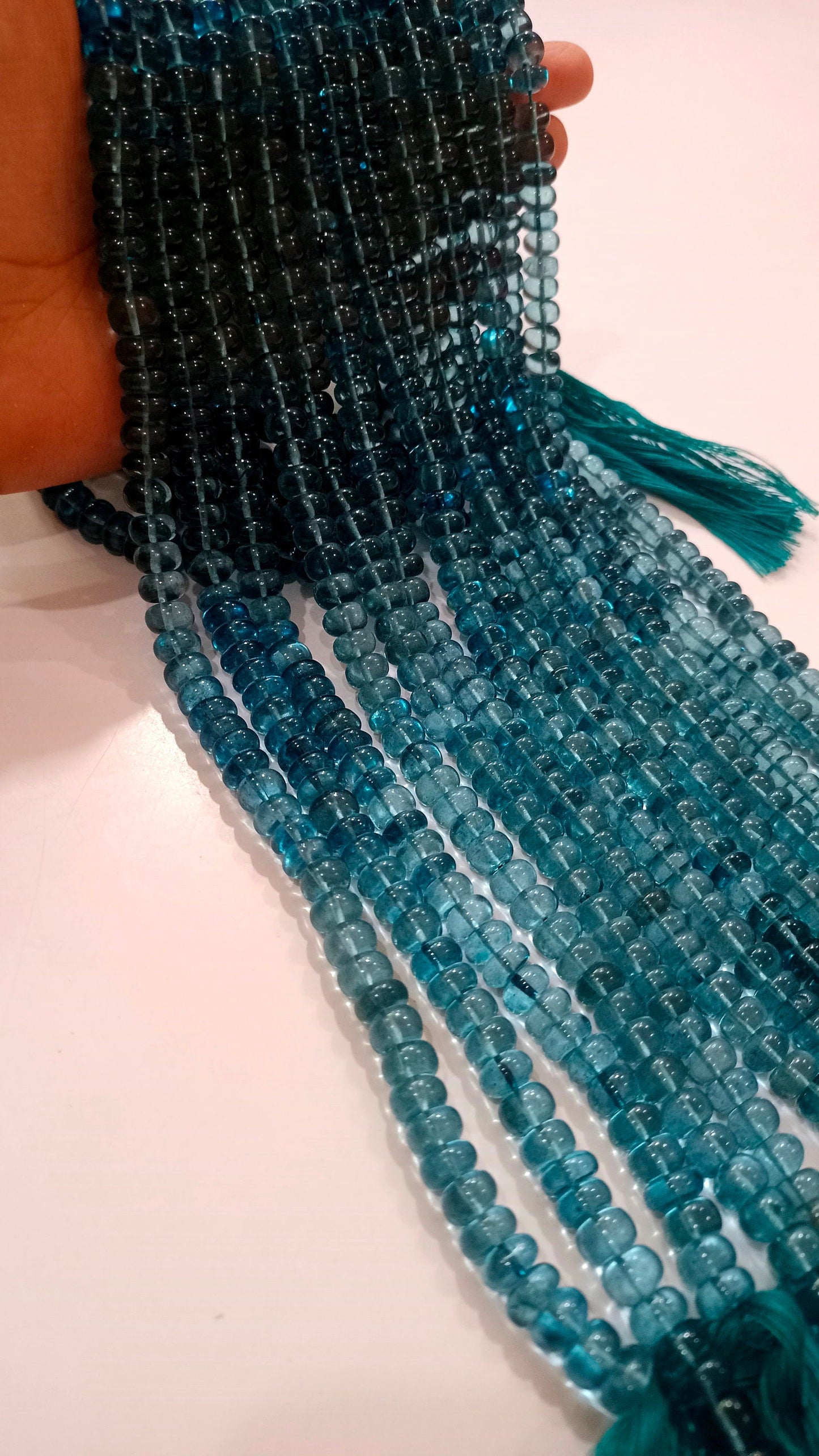 Topaz London Blue Color  Rondelle Plain Smooth Gemstone Beads Sold Per Strand 8 Inches Long Great Quality Beads