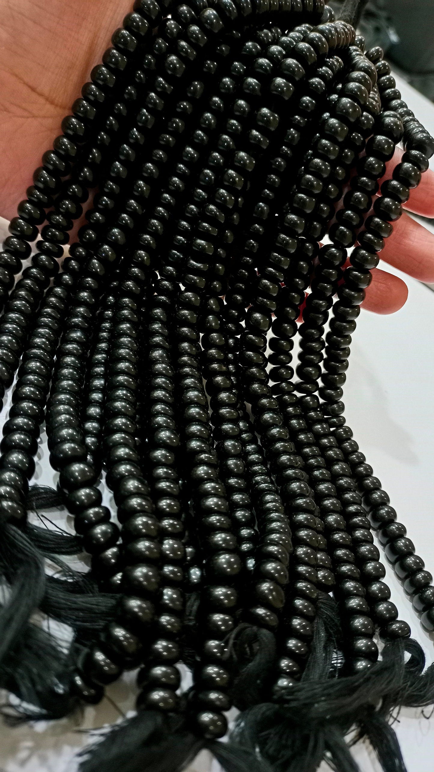 Natural Gemstone Black Obsidian Rondelle Plain Smooth Beads Sold Per Strand 8 Inches Long Great Quality Beads Choose the size