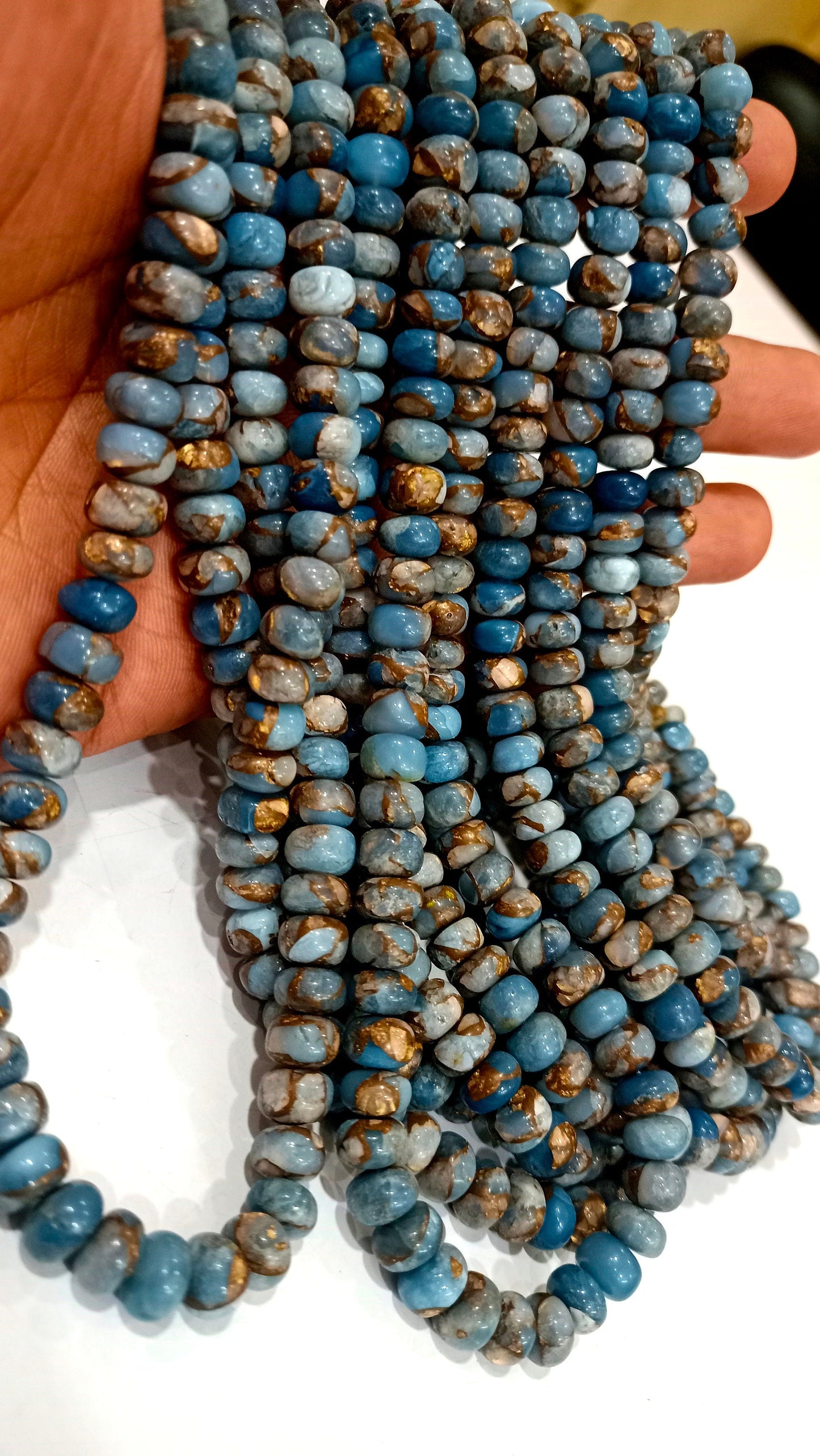 Natural Grey Oyster Copper Turquoise Rondelle Plain Smooth Size 8mm Gemstone Beads Sold Per Strand 8  Inches Long Best Quality Beads