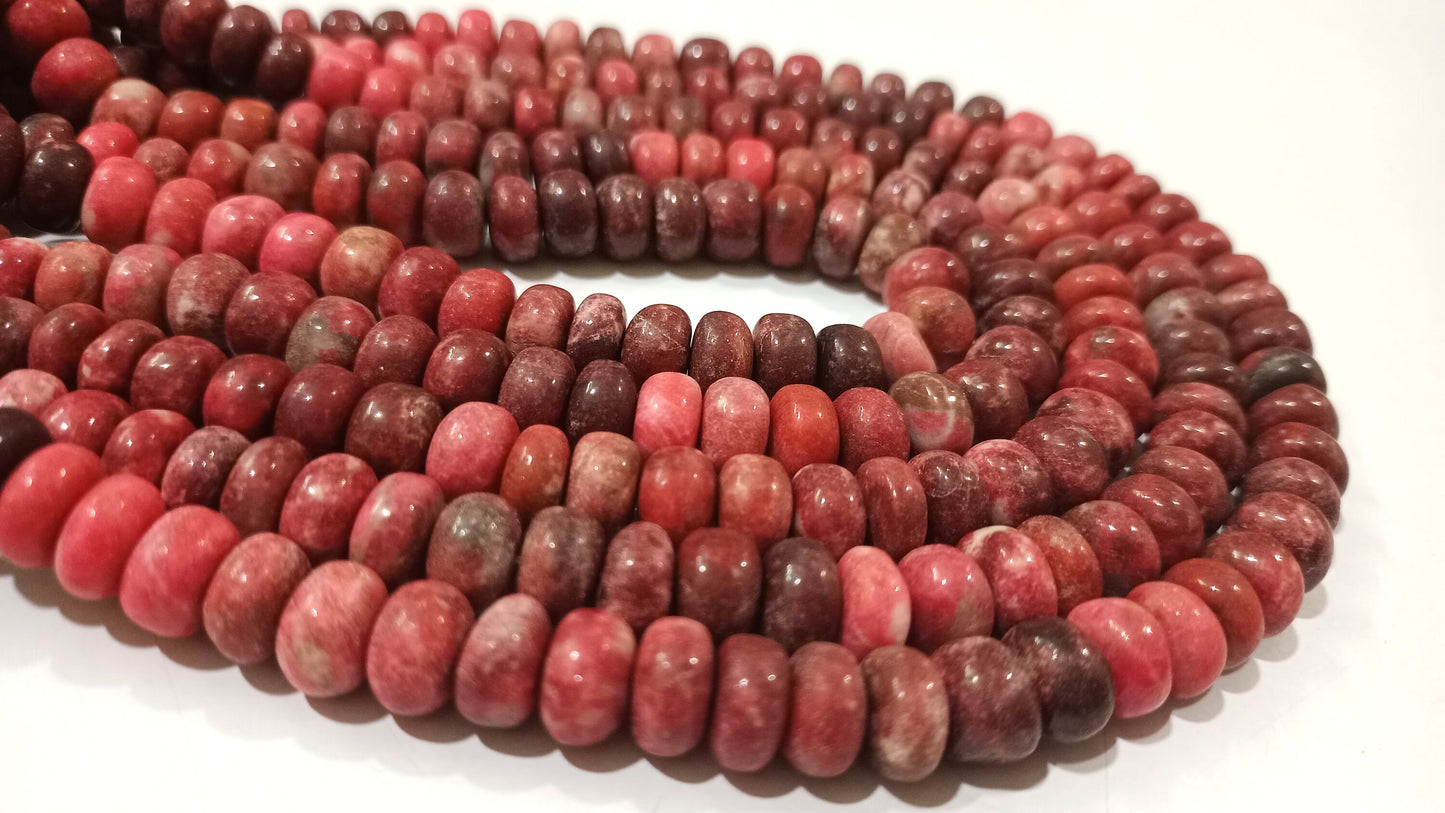 Natural Thulite Gemstone Rondelle Plain Smooth 8-9mm Beads Sold per Strand 8 Inches Long Great Quality rare stone beads