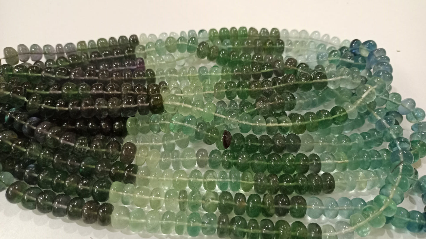 Natural Multi Fluorite Gemstone Rondelle  Plain Smooth 8 mm Beads Sold Per Strand 8 Inches Long Great Quality Beads