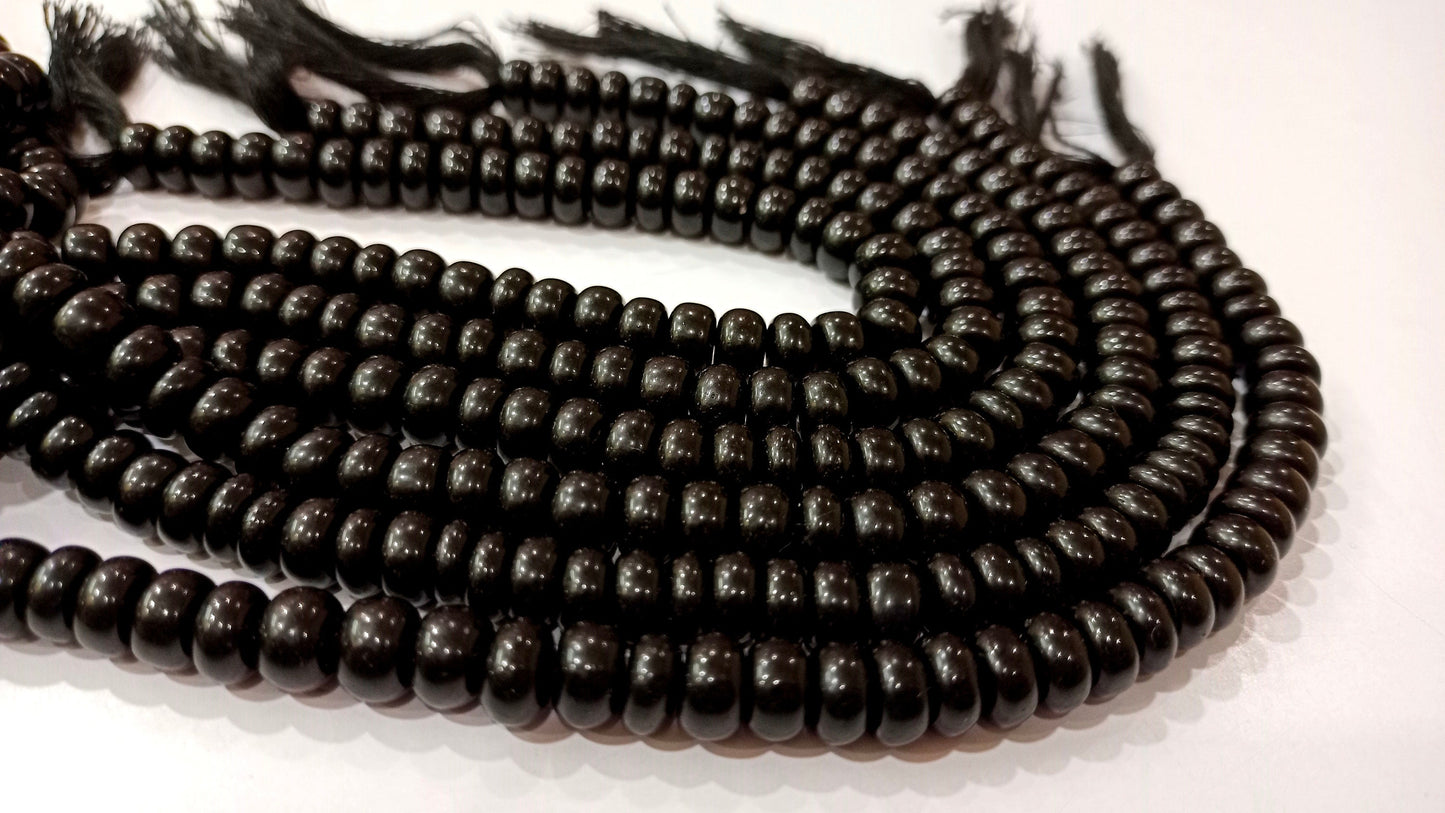 Natural Gemstone Black Obsidian Rondelle Plain Smooth Beads Sold Per Strand 8 Inches Long Great Quality Beads Choose the size