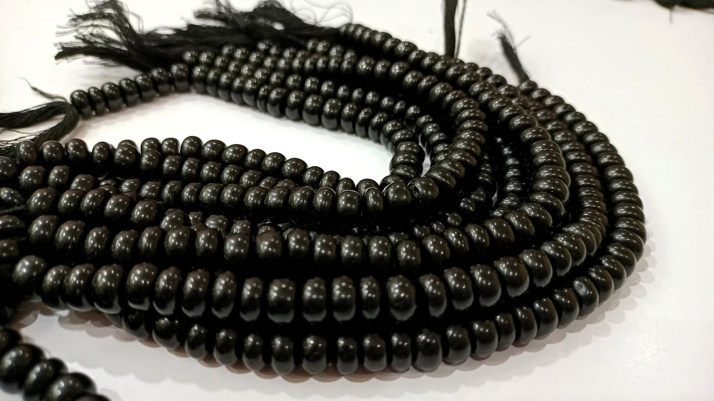 Natural Gemstone Black Obsidian Rondelle Plain Smooth Beads Sold Per Strand 8 Inches Long Great Quality Beads Choose the size