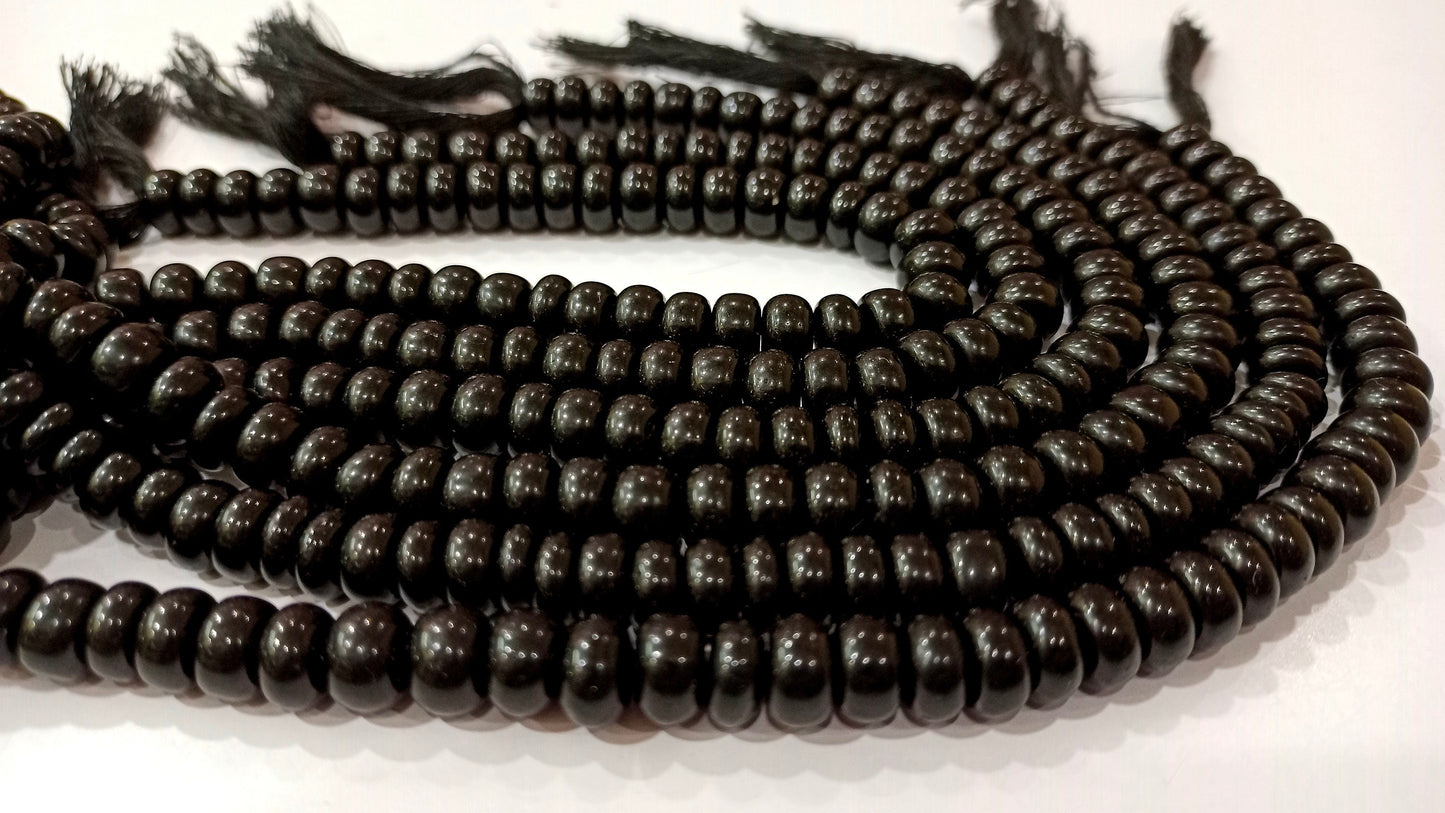 Natural Gemstone Black Obsidian Rondelle Plain Smooth Beads Sold Per Strand 8 Inches Long Great Quality Beads Choose the size