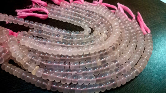 Natural Pink Chalcedony Rondelle Plain Smooth 8mm Gemstone Beads sold per strand 8 inches long Great Quality Beads