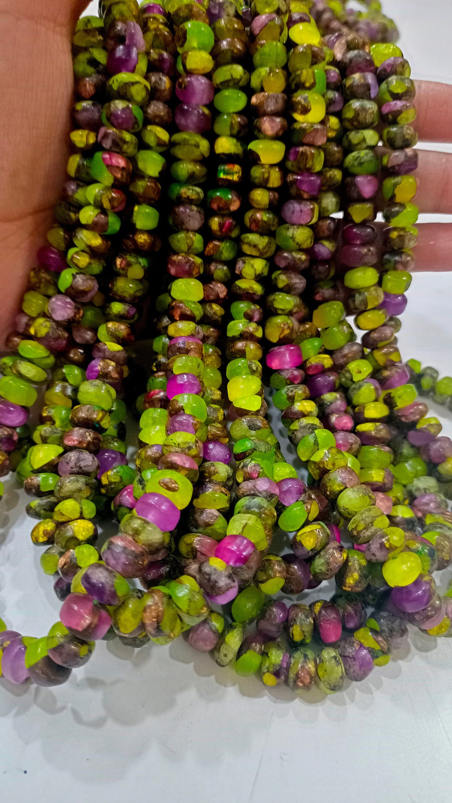 Natural Green Purple Opal Copper Turquoise Rondelle Plain Smooth Size 8mm Gemstone Beads Sold Per Strand 8  Inches Long Best Quality Beads