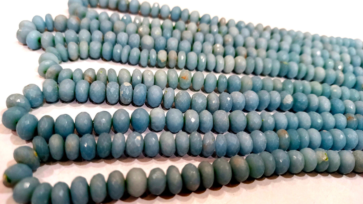Natural Angelite Rondelle Faceted 8mm Gemstone Beads Sold Per Strand 8 Inches Long Great Quality Beads