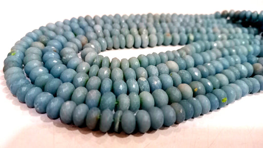 Natural Angelite Rondelle Faceted 8mm Gemstone Beads Sold Per Strand 8 Inches Long Great Quality Beads