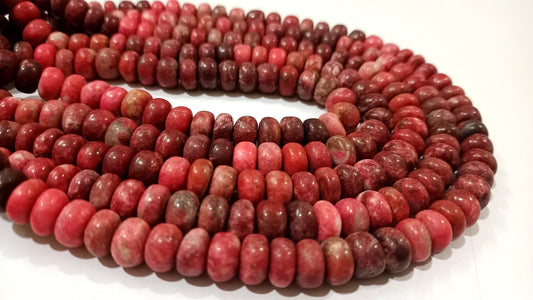 Natural Thulite Gemstone Rondelle Plain Smooth 8-9mm Beads Sold per Strand 8 Inches Long Great Quality rare stone beads