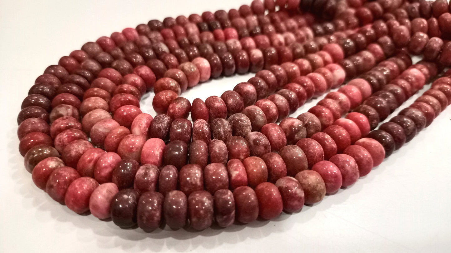 Natural Thulite Gemstone Rondelle Plain Smooth 8-9mm Beads Sold per Strand 8 Inches Long Great Quality rare stone beads