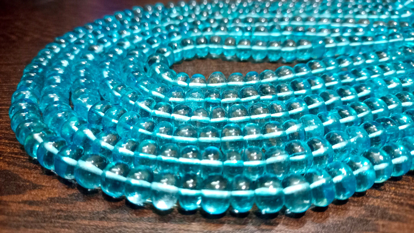 Natural Sky Blue Topaz Rondelle Plain Smooth 8mm Beads Sold Per Strand 8 Inches Long Great Quality Beads