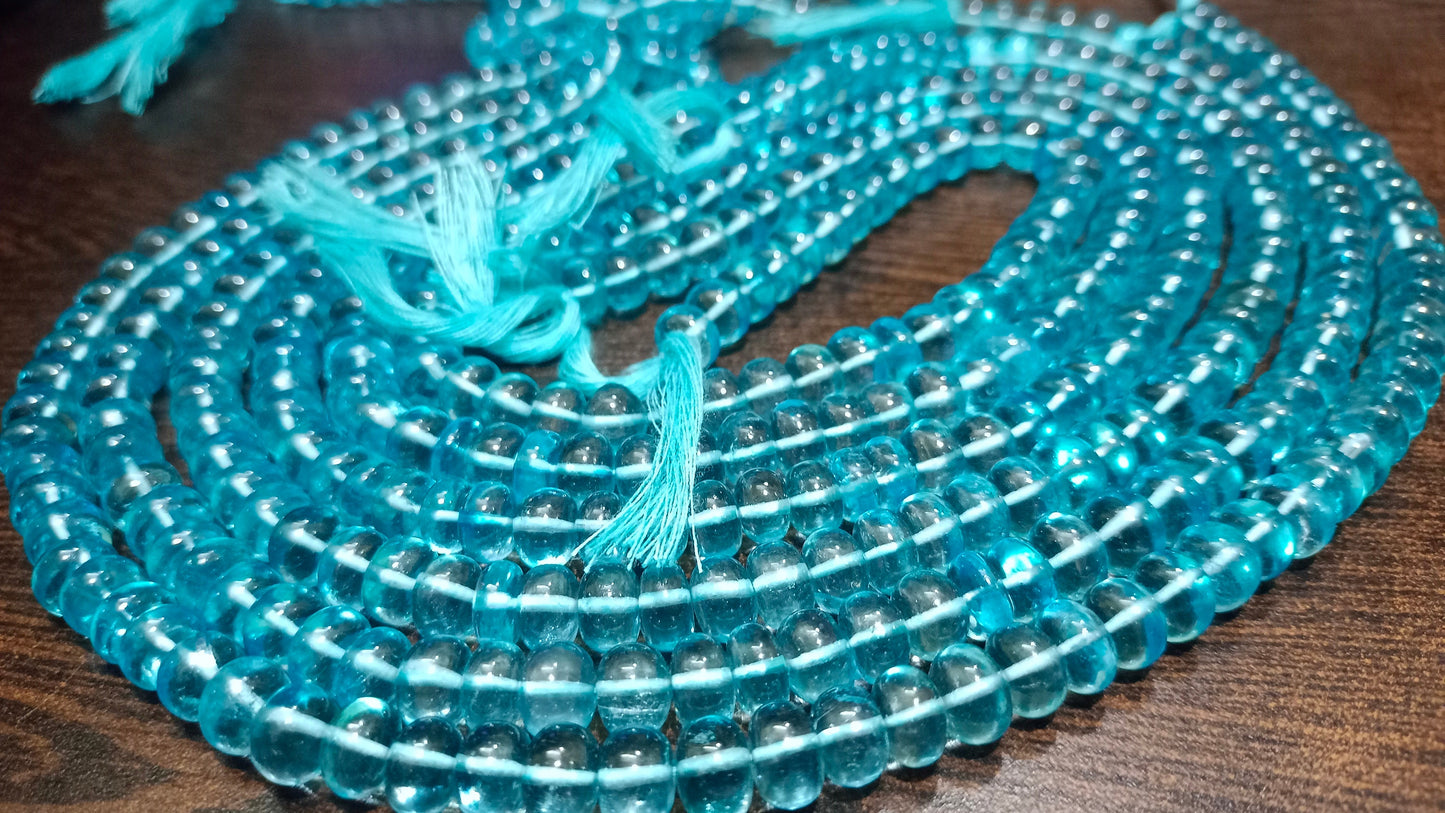 Natural Sky Blue Topaz Rondelle Plain Smooth 8mm Beads Sold Per Strand 8 Inches Long Great Quality Beads