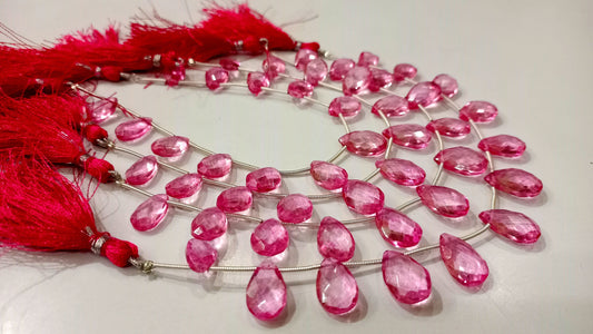 Natural London Pink  Topaz Pear Shape Faceted 8x13 to 10x15mm Graduated Gemstone Beads Sold Per strand 8 inches Long Great Quality Beads