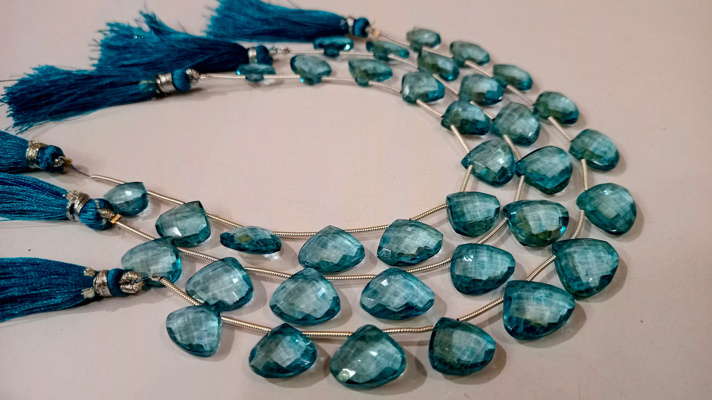 Natural London Blue Topaz Heart Shape Faceted 13-15 mm Graduated Gemstone Beads Sold Per strand 8 inches Long Great Quality Beads