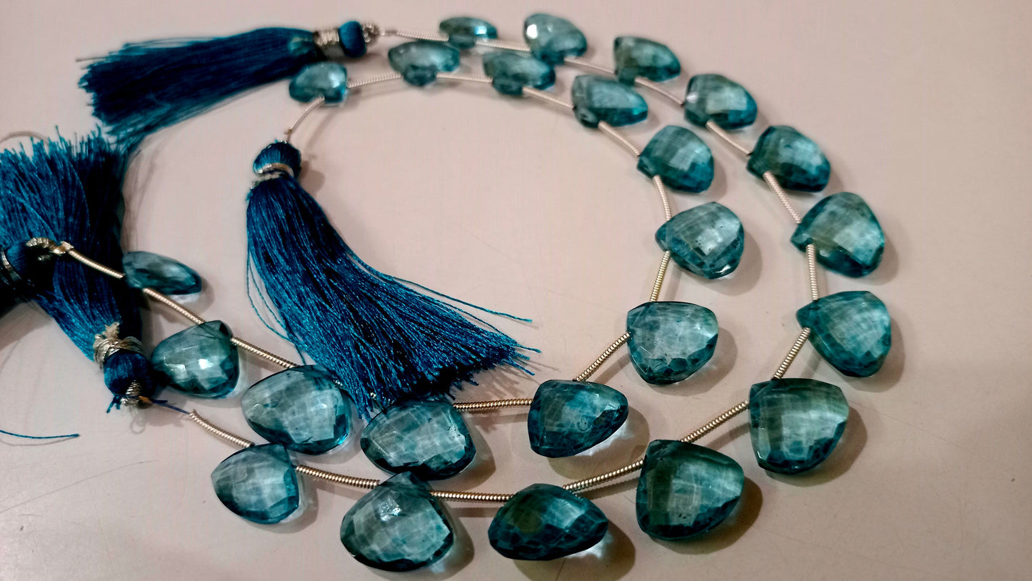 Natural London Blue Topaz Heart Shape Faceted 13-15 mm Graduated Gemstone Beads Sold Per strand 8 inches Long Great Quality Beads