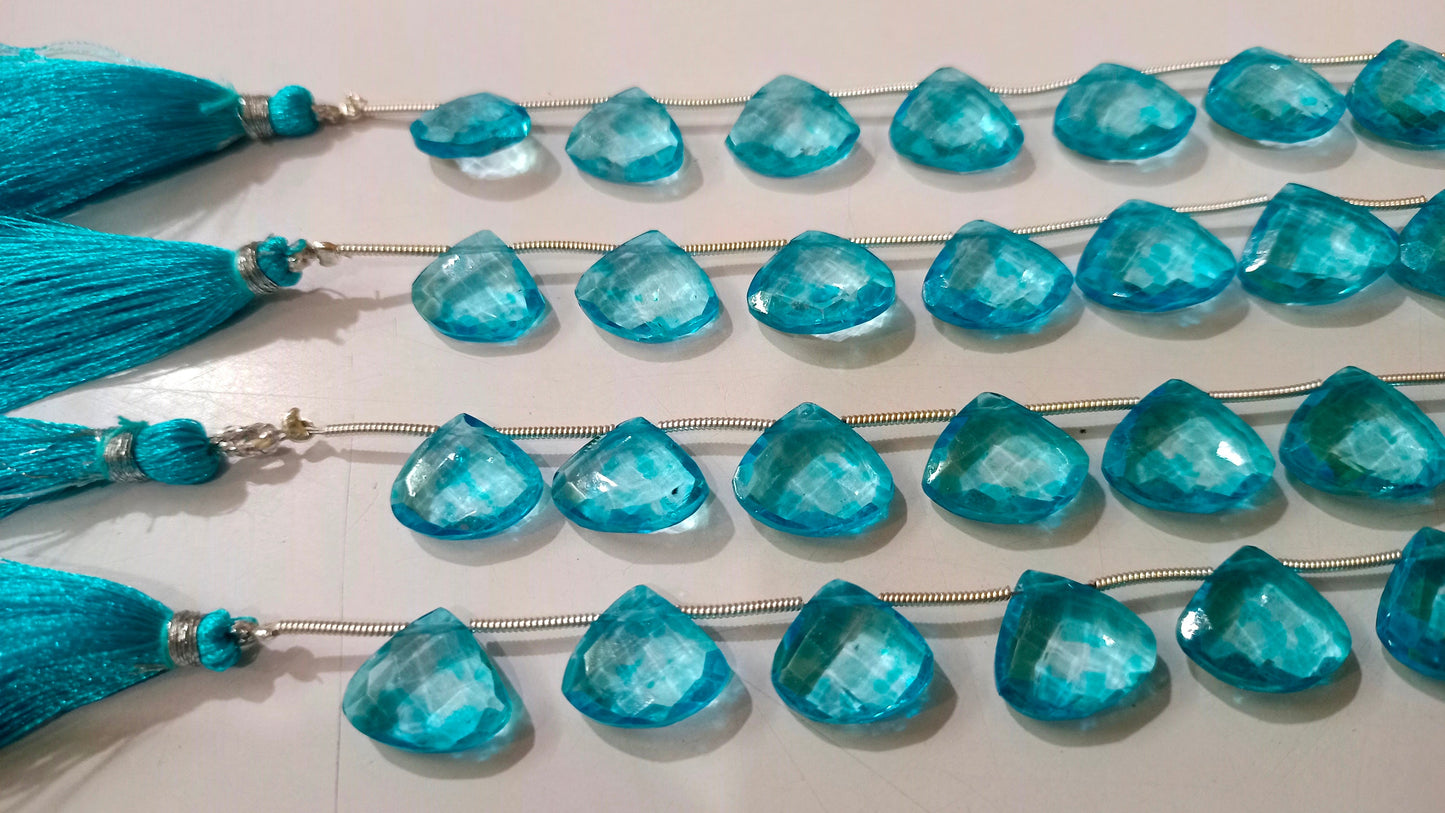 Natural Swiss  Blue Topaz Heart Shape Faceted 13-15 mm Graduated Gemstone Beads Sold Per strand 8 inches Long Great Quality Beads