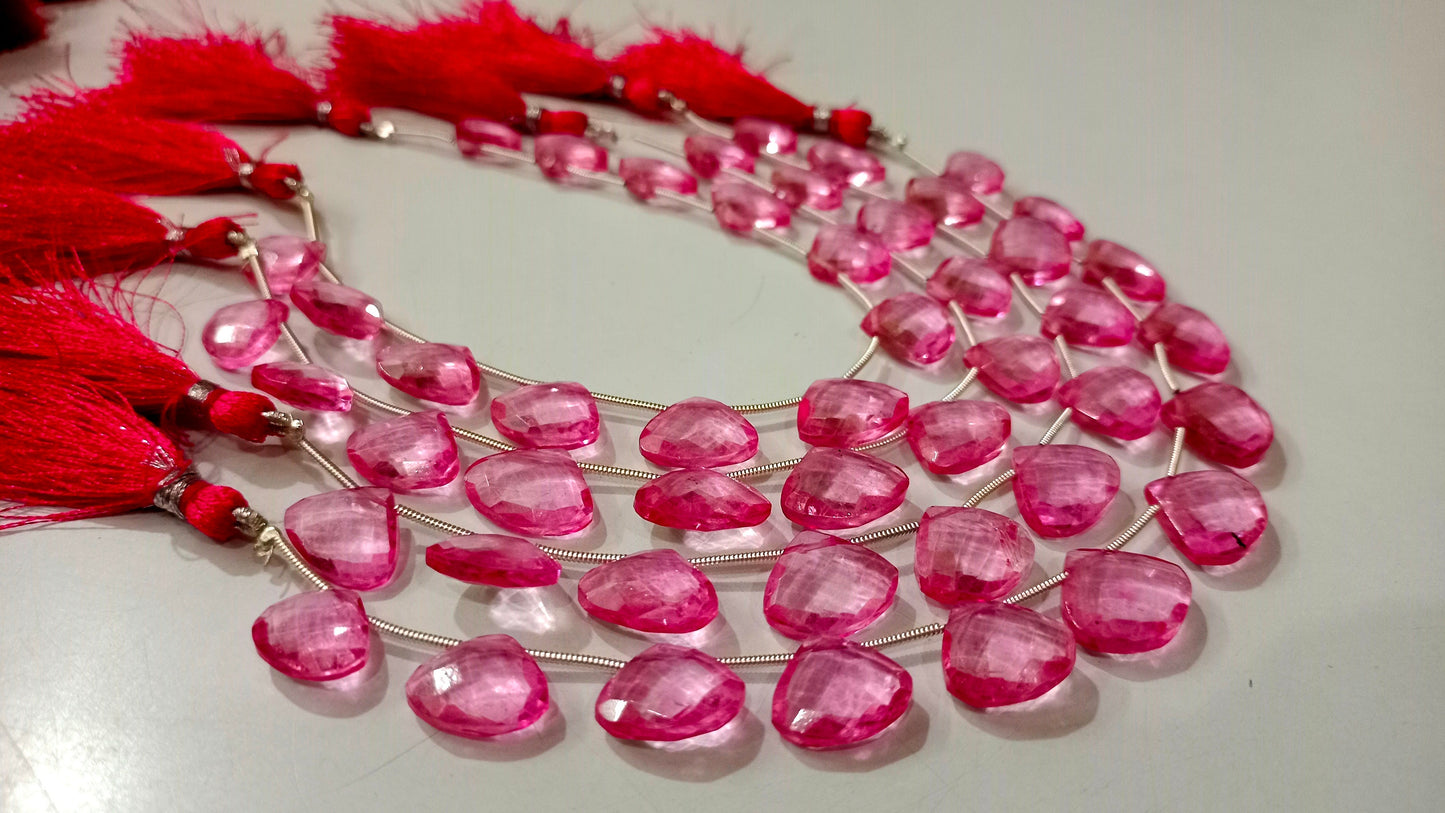 Natural Pink Topaz Heart Shape Faceted 13-15 mm Graduated Gemstone Beads Sold Per strand 8 inches Long Great Quality Beads