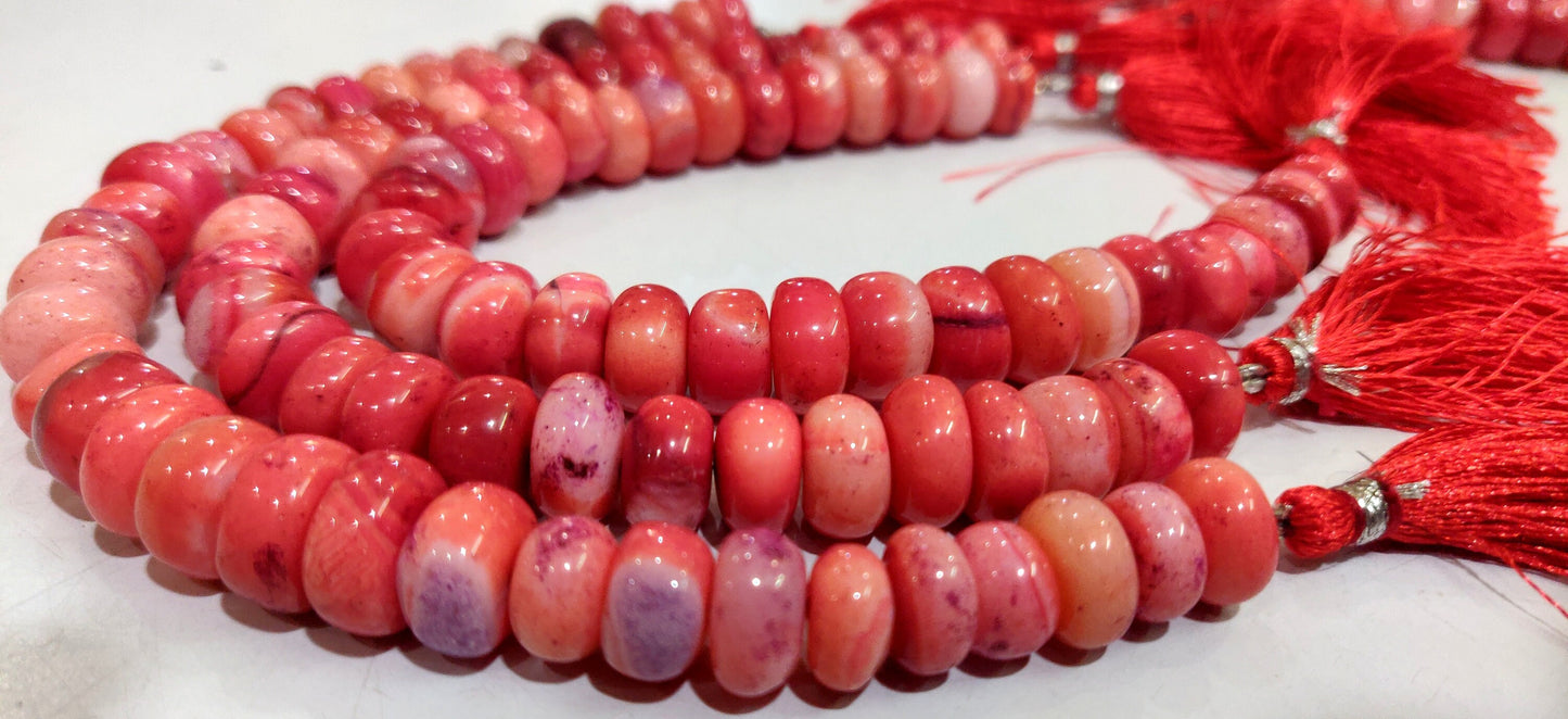 Natural Pink Opal Rondelle Plain Smooth Beads 8 to 15mm best Quality Beads Strand 8 inches Long