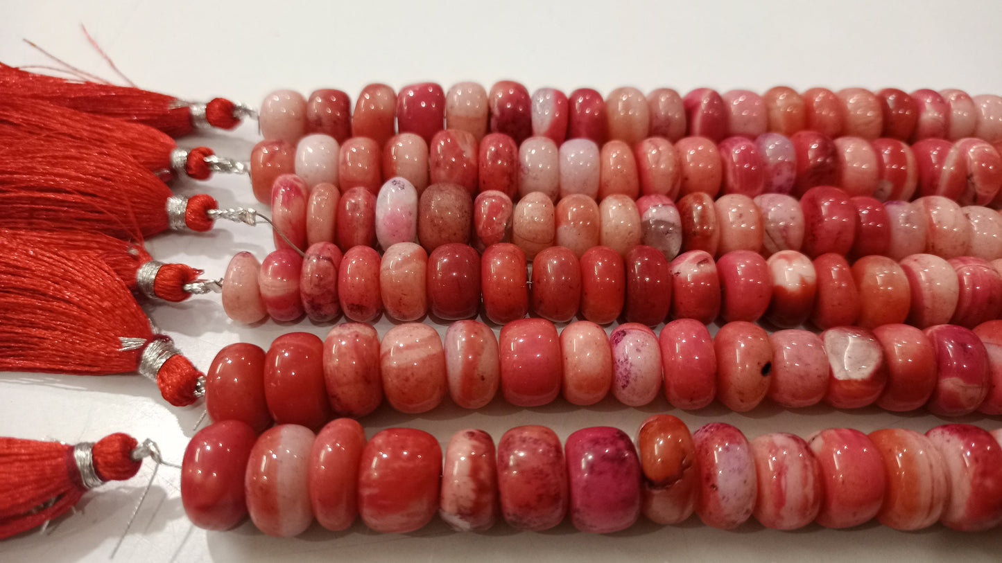 Natural Pink Opal Rondelle Plain Smooth Beads 8 to 15mm best Quality Beads Strand 8 inches Long