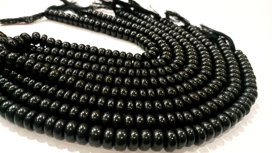 Natural Gemstone Black Onyx Rondelle Plain Smooth 8mm Beads Sold Per Strand 8 Inches Long Great Quality Beads