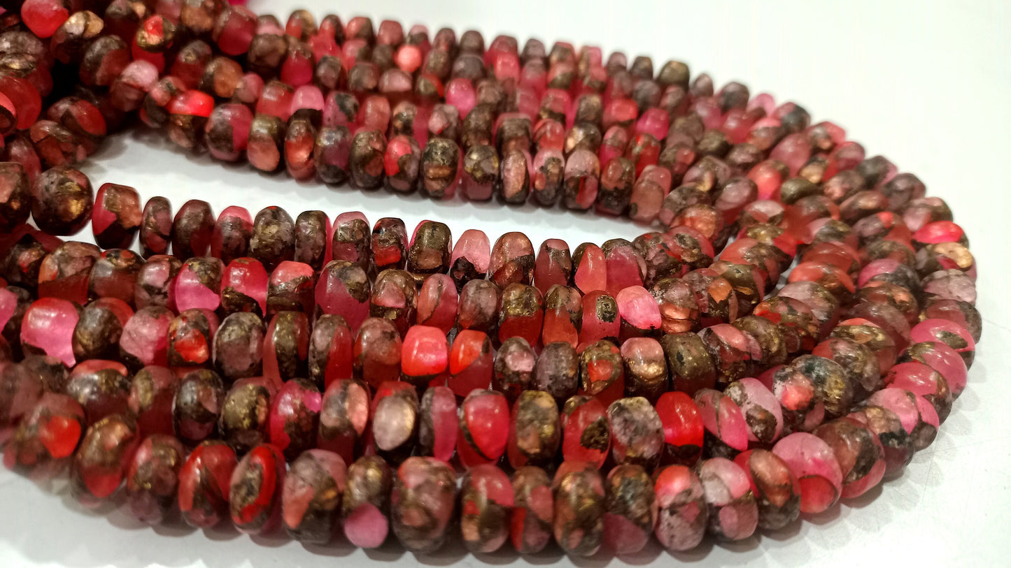 Natural Light Pink Copper Turquoise Rondelle Plain Smooth Size 8mm Gemstone Beads Sold Per Strand 8  Inches Long Best Quality Beads