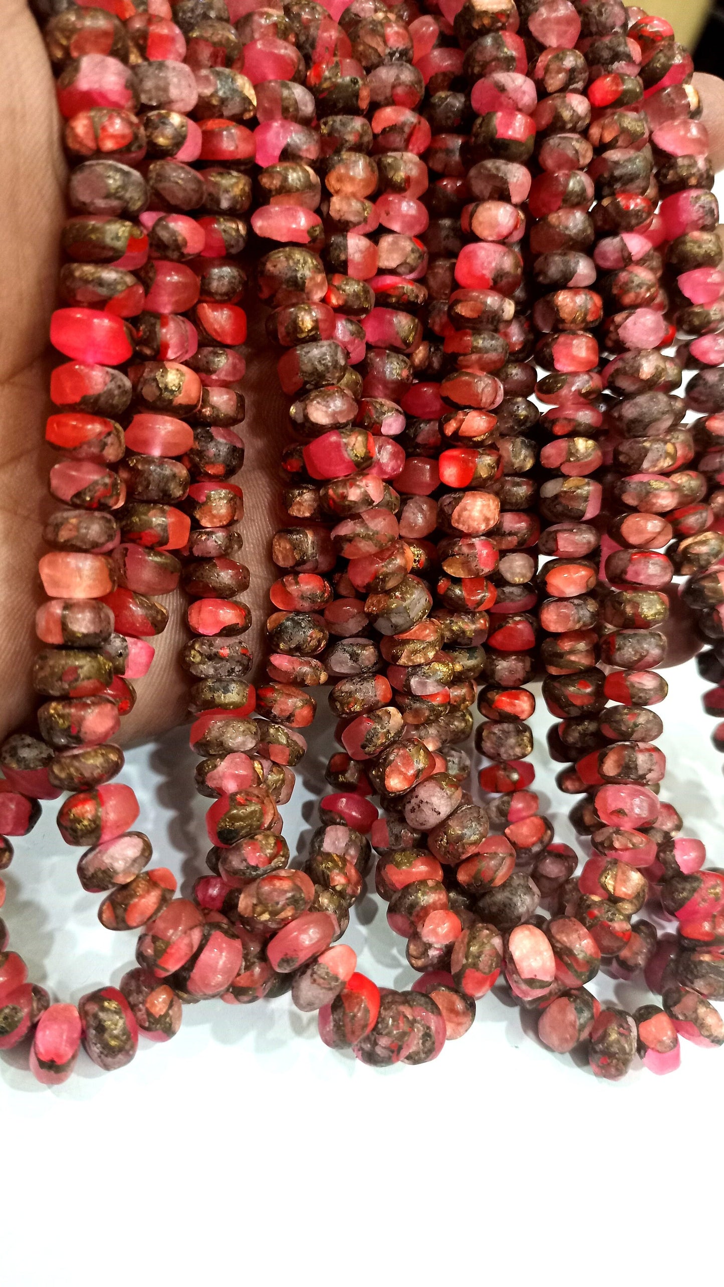 Natural Light Pink Copper Turquoise Rondelle Plain Smooth Size 8mm Gemstone Beads Sold Per Strand 8  Inches Long Best Quality Beads