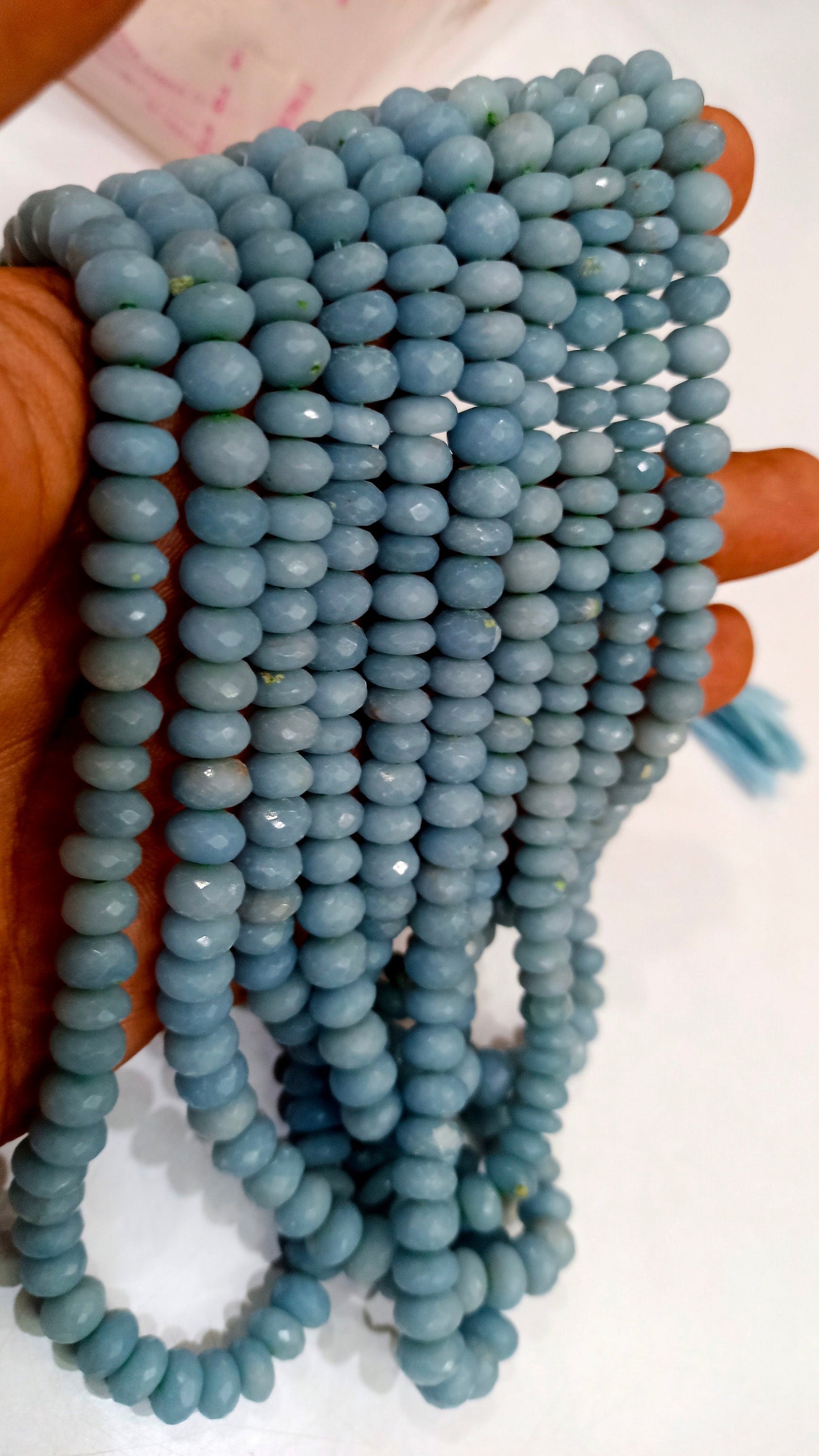 Natural Angelite Rondelle Faceted 8mm Gemstone Beads Sold Per Strand 8 Inches Long Great Quality Beads