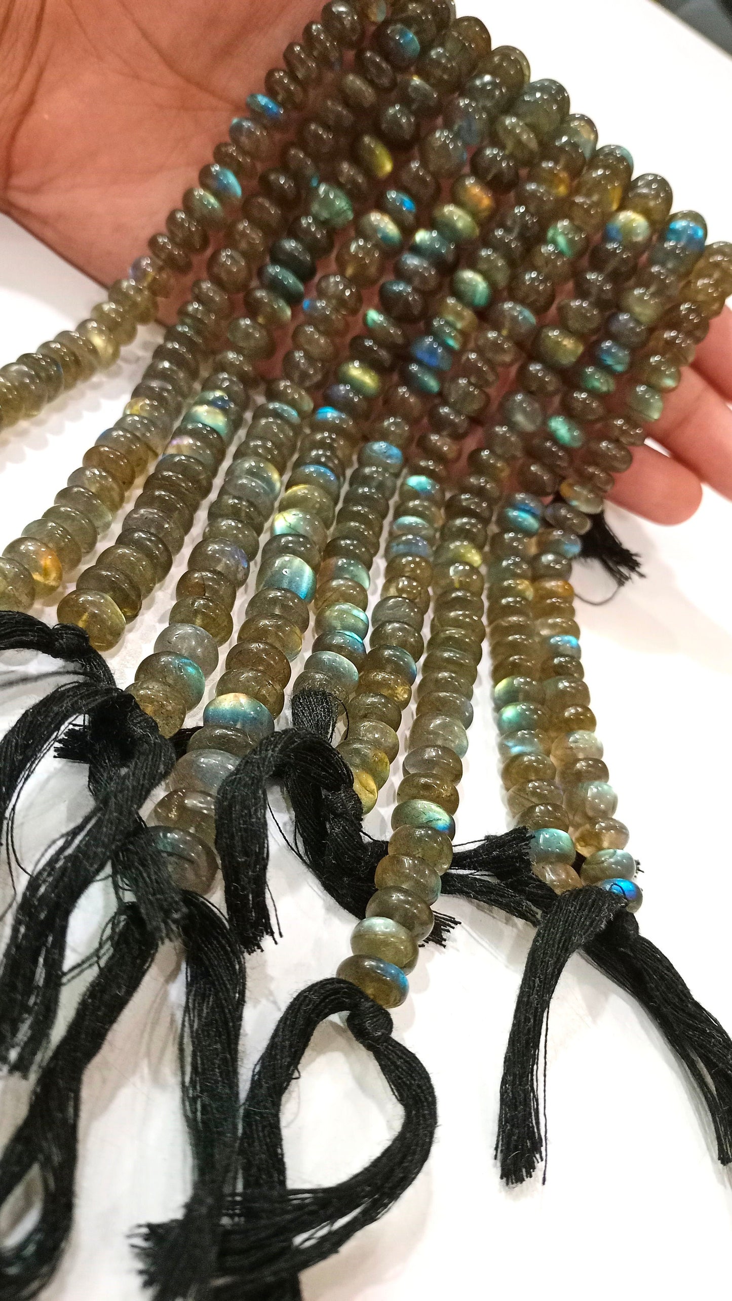 Natural Labradorite Blue Flashy Rondelle Plain Smooth 7-9mm beads Sold Per Strand 8 inches Long Great Quality Gemstone Stone Beads